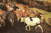 Pieter Bruegel detalj fran hjorden drives drives hem,oktober eller november painting